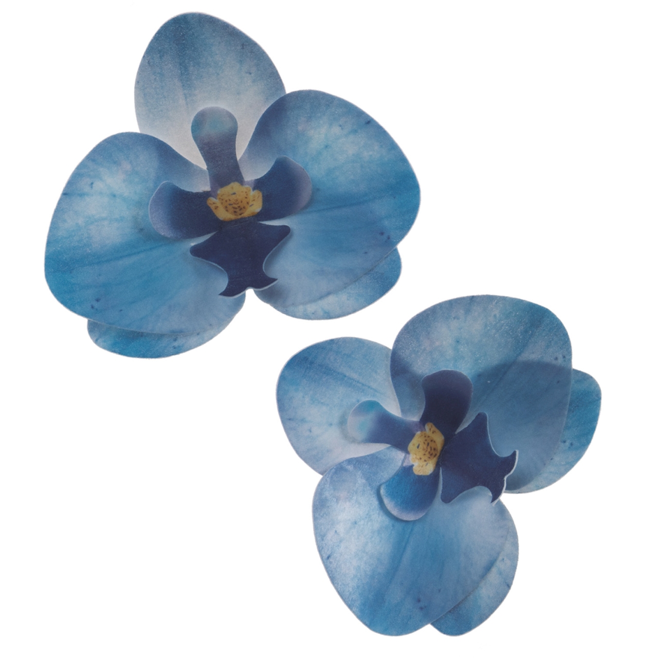 10 x Wafer Orchidee - Blau - 8,5x7,5 cm (Waferdeko / Oblaten Blume) - Dekora