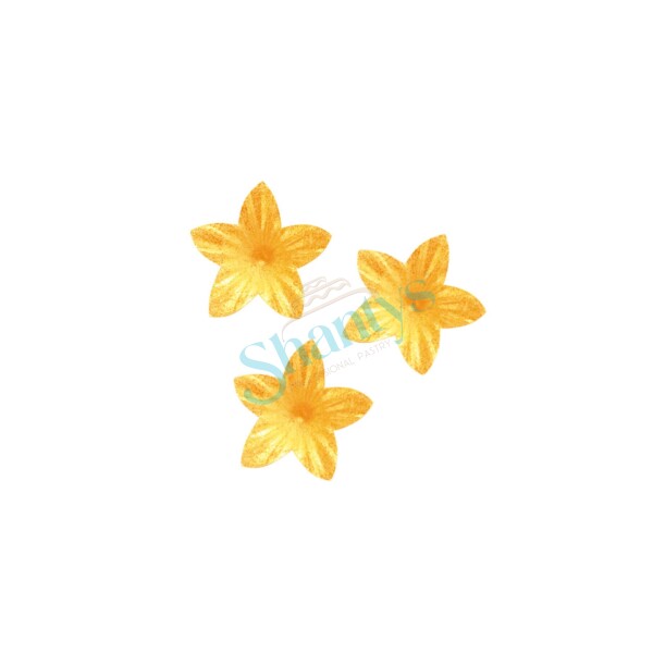 400St | Perlglanz & Gold | 2cm | Lilie | Blume | Waferdeko | Oblaten | Esspapier